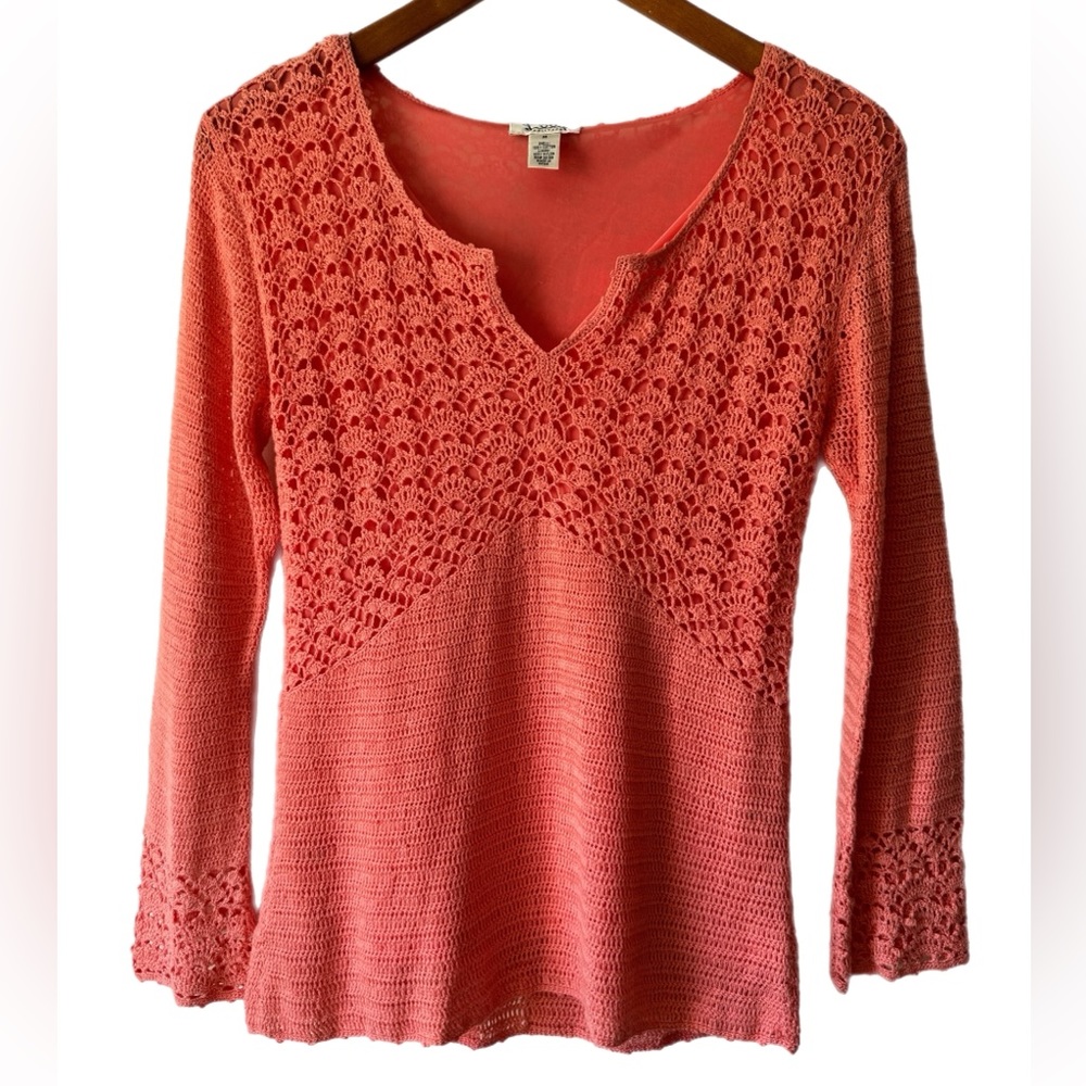 Lilly Pulitzer Crocheted/Knit Coral long Sleeved Top